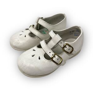 Stride Rite Double T Strap Mary Jane White Leather Shoes Baby Girl Sz 5 Vintage